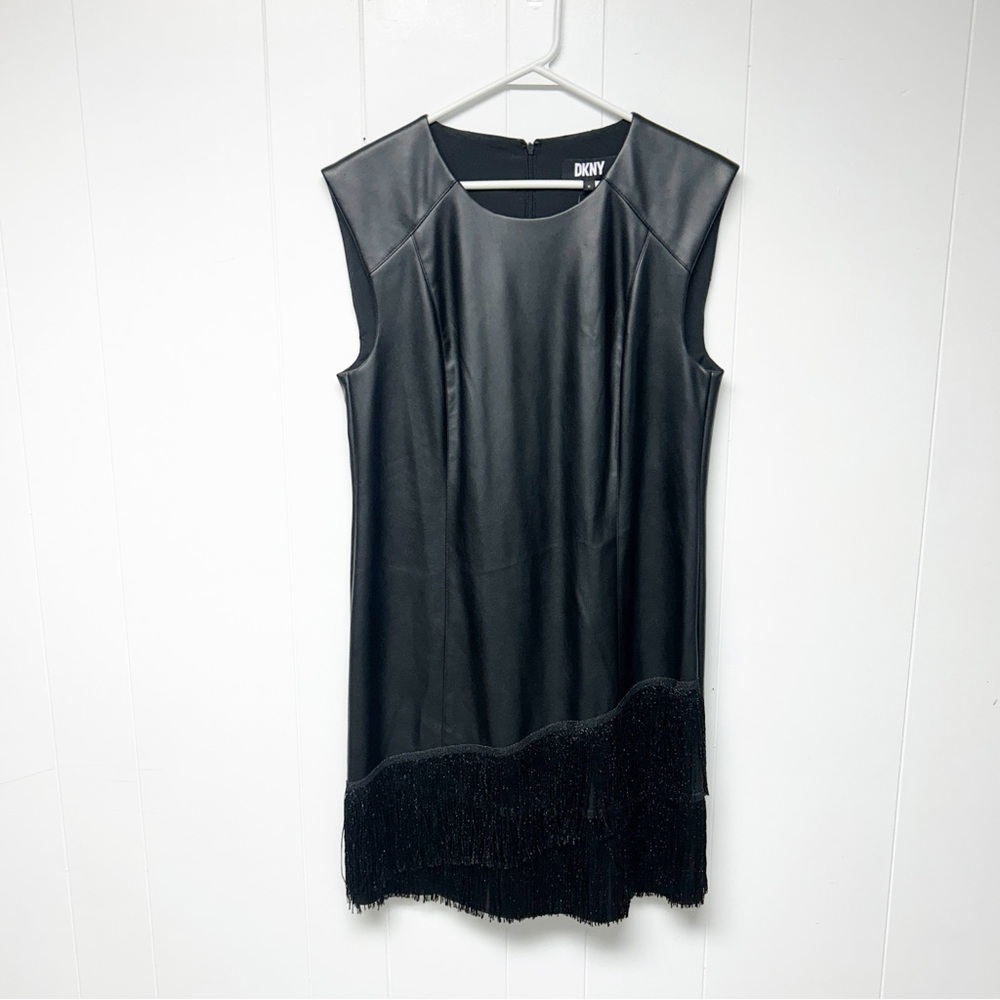 NWT DKNY Black Sleeveless Fringe Mini Cocktail Party Dress 10